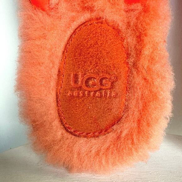 UGG Australia Fluffie Orange Fur Flip Flops Womens Sz 6W Thong Summer Vacation - Picture 3 of 6